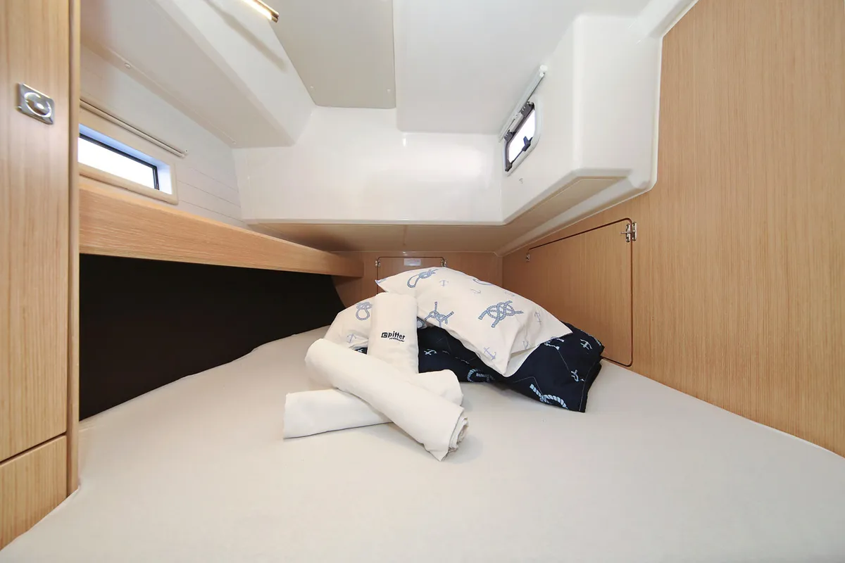 Cabin on Saphir, a Bavaria Cruiser 46 sailboat at Grad Trogir, Croatia