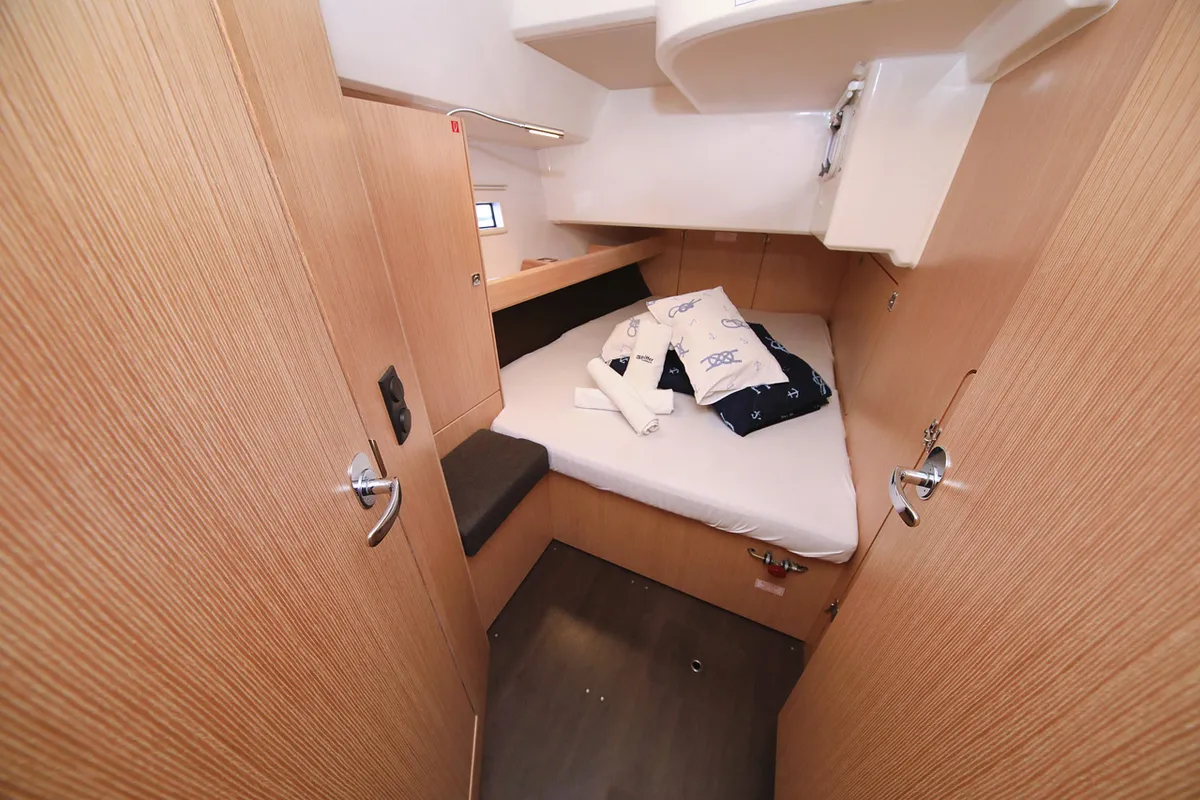 Cabin on Saphir, a Bavaria Cruiser 46 sailboat at Grad Trogir, Croatia