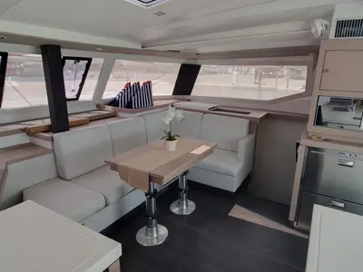 Salon of CRAZY DIAMOND, a Fountaine Pajot Astréa 42 catamaran at Seget Donji, Croatia