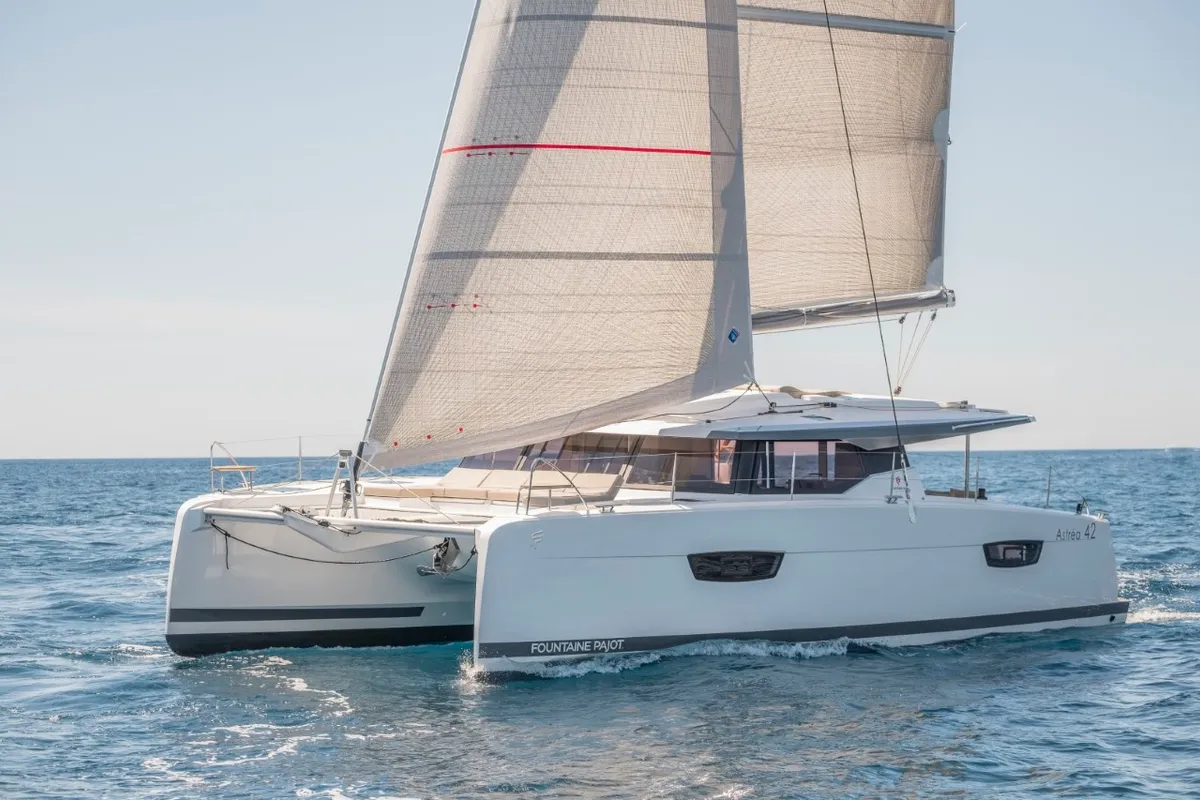 Exterior view of CRAZY DIAMOND, a Fountaine Pajot Astréa 42 catamaran at Seget Donji, Croatia