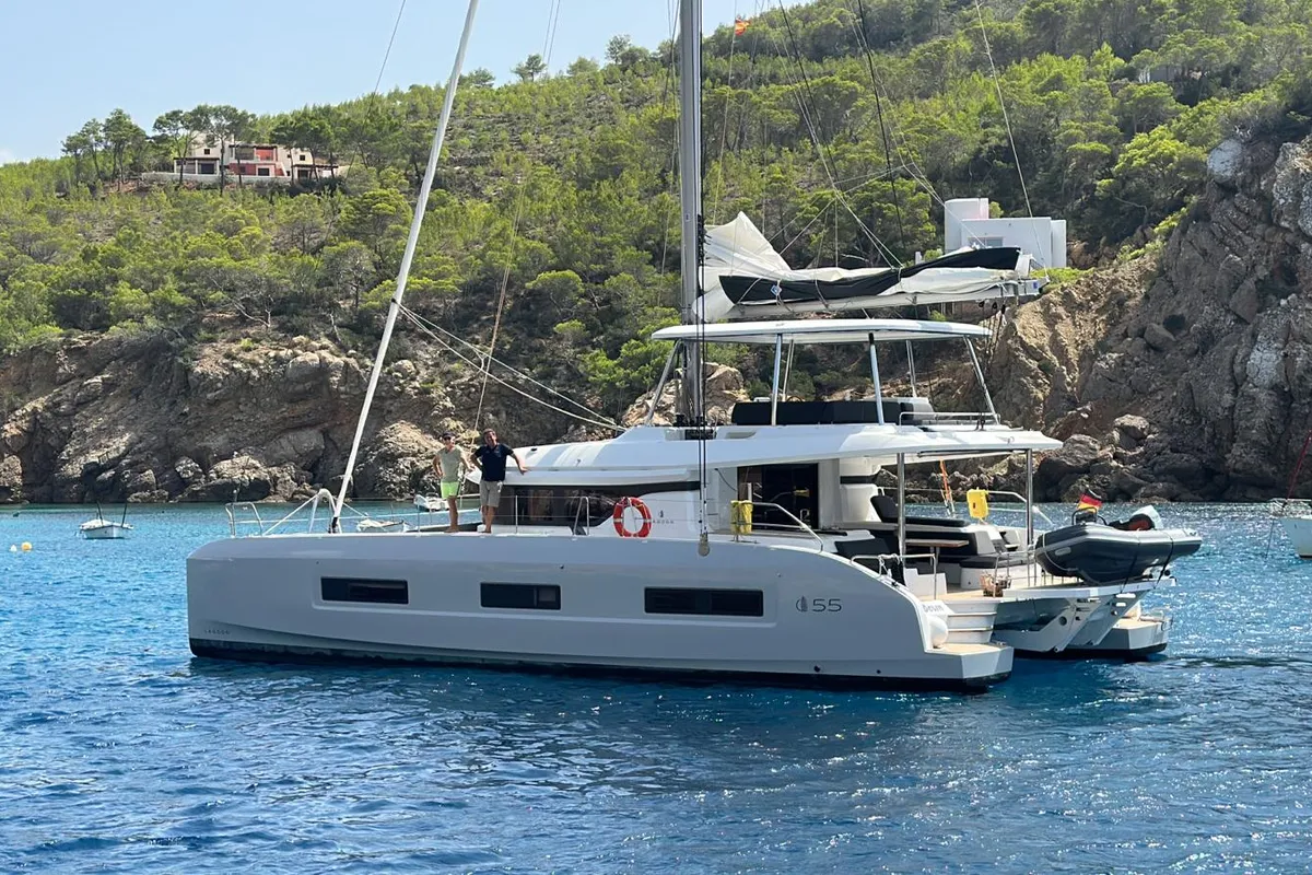 Exterior view of TriWing Carida, a Lagoon 55 catamaran at Grad Kaštela, Croatia
