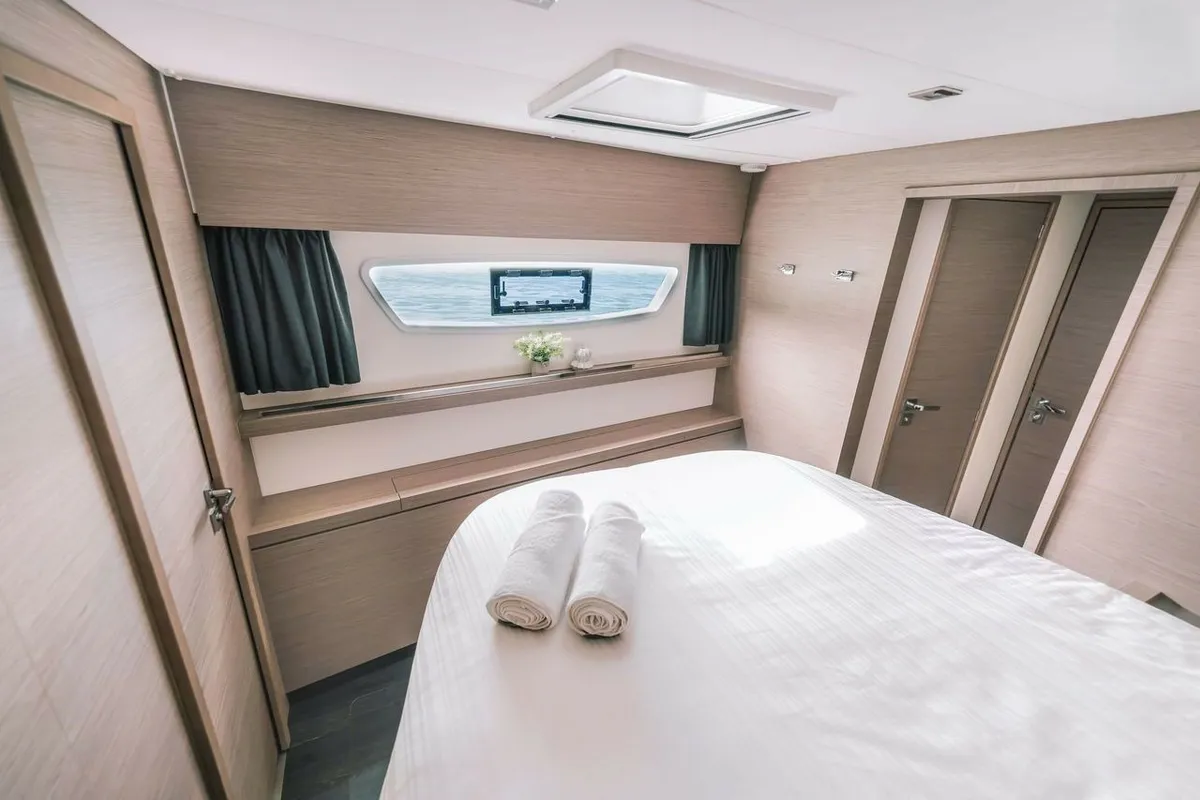 Premium +, a Fountaine Pajot Tanna 47 catamaran at Ribishi, Saint Vincent and the Grenadines