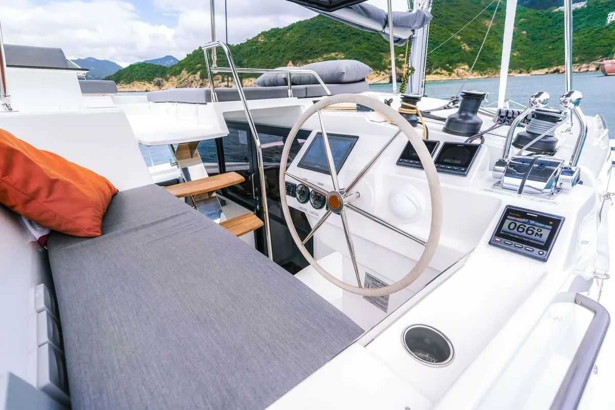 Premium +, a Fountaine Pajot Tanna 47 catamaran at Ribishi, Saint Vincent and the Grenadines