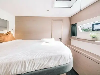 Premium +, a Fountaine Pajot Tanna 47 catamaran at Ribishi, Saint Vincent and the Grenadines