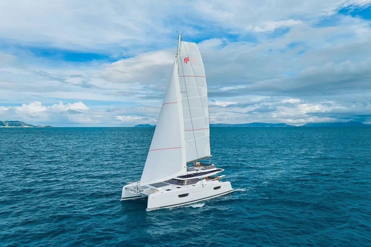 Premium +, a Fountaine Pajot Tanna 47 catamaran at Ribishi, Saint Vincent and the Grenadines