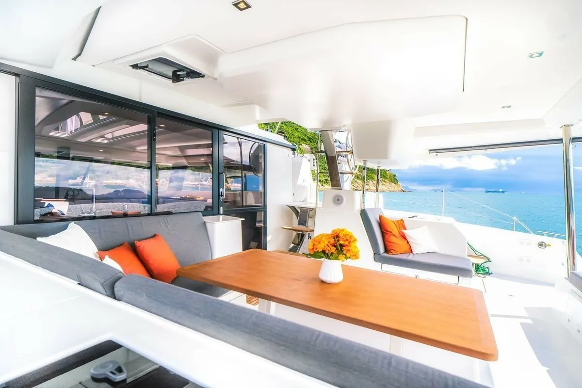 Premium +, a Fountaine Pajot Tanna 47 catamaran at Ribishi, Saint Vincent and the Grenadines
