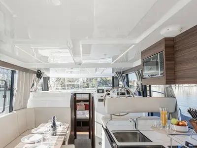 Salon of Liberty - Luxury 1, a Cygnet Liberty motorboat at Castelnaudary, France