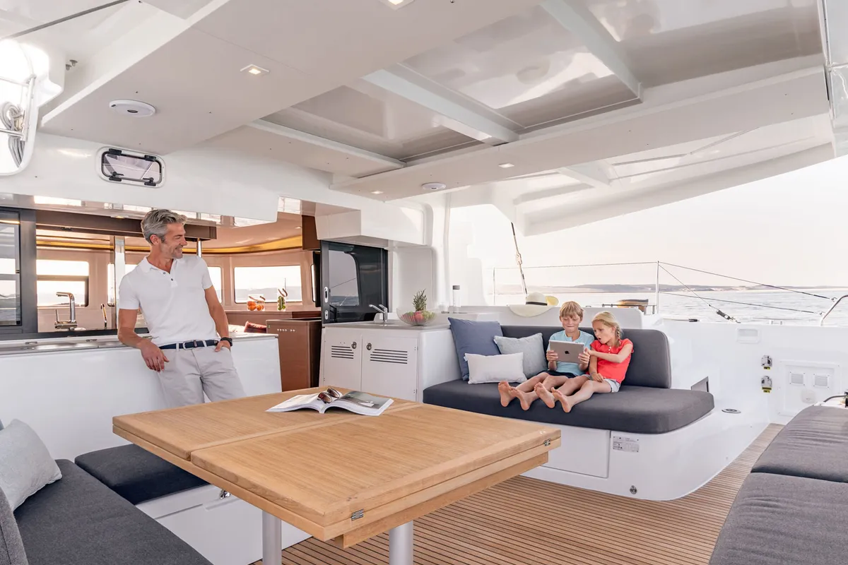 Deck of Active Cruises, a Lagoon 46 catamaran at Seget Donji, Croatia