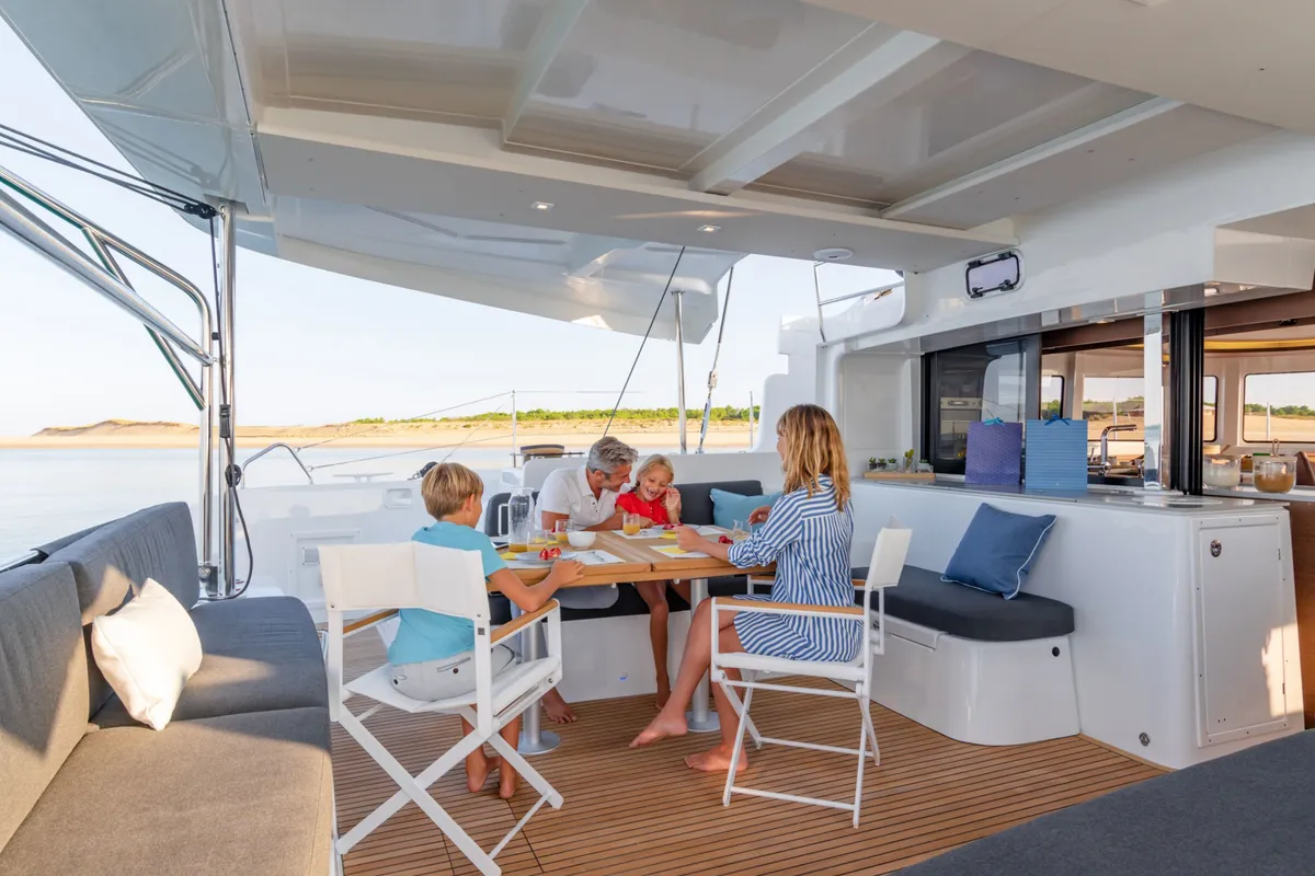 Deck of Active Cruises, a Lagoon 46 catamaran at Seget Donji, Croatia
