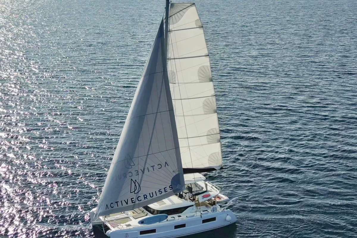 Exterior view of Active Cruises, a Lagoon 46 catamaran at Seget Donji, Croatia