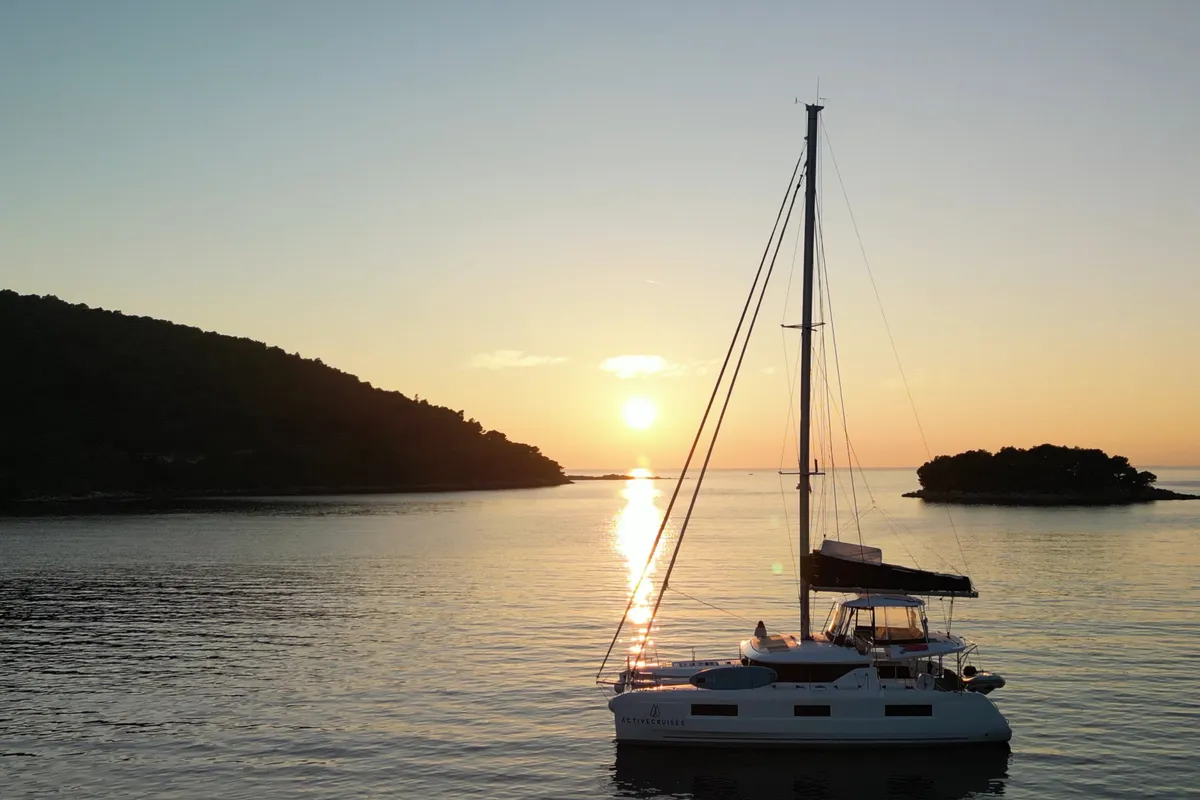 Exterior view of Active Cruises, a Lagoon 46 catamaran at Seget Donji, Croatia