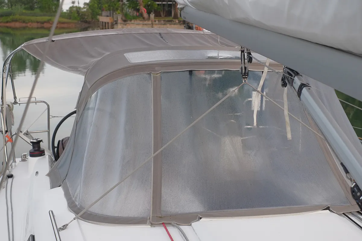 Deck of Philosophie, a Beneteau Oceanis 34.1 sailboat at Mai Khao, Thailand
