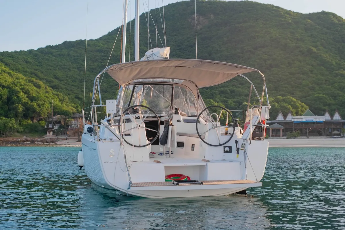 Exterior view of Philosophie, a Beneteau Oceanis 34.1 sailboat at Mai Khao, Thailand