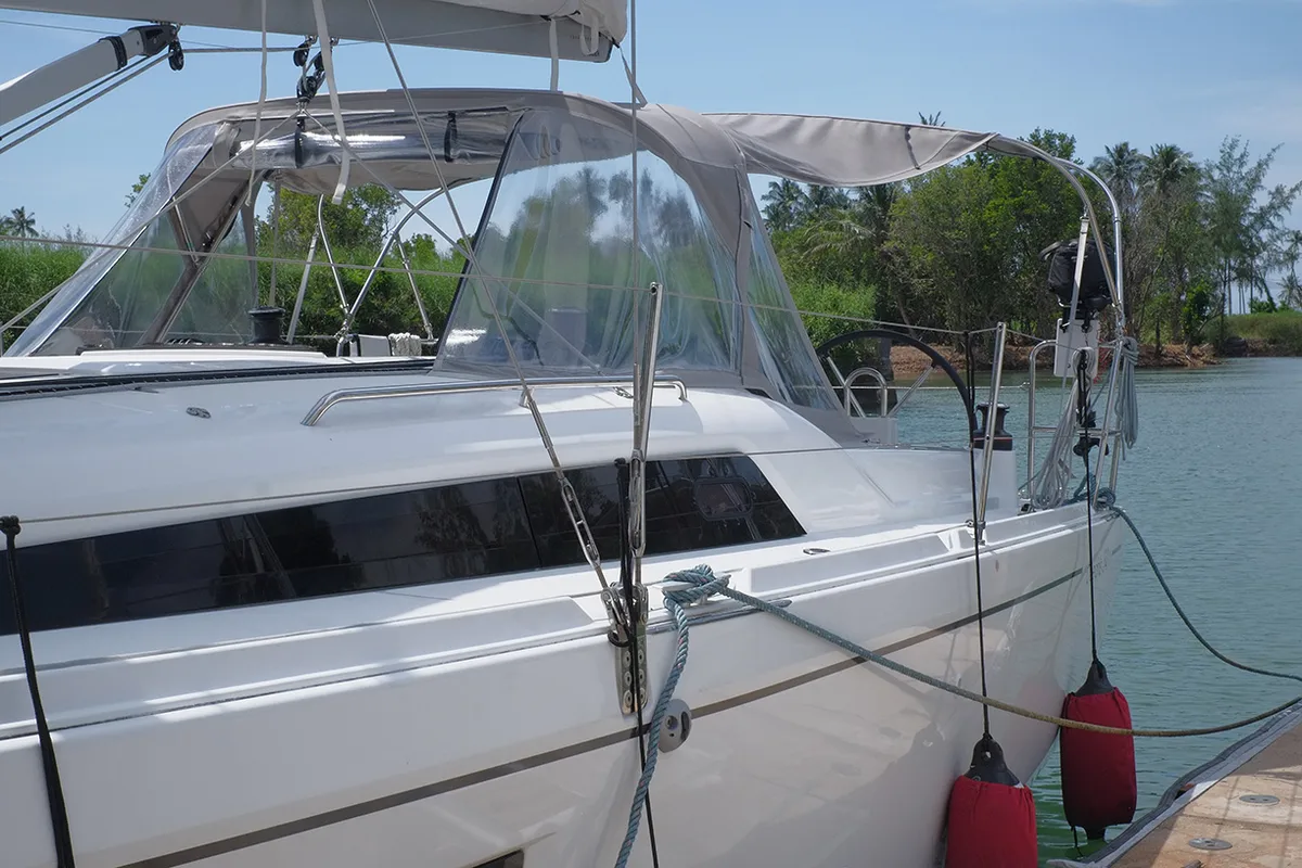 Exterior view of Philosophie, a Beneteau Oceanis 34.1 sailboat at Mai Khao, Thailand