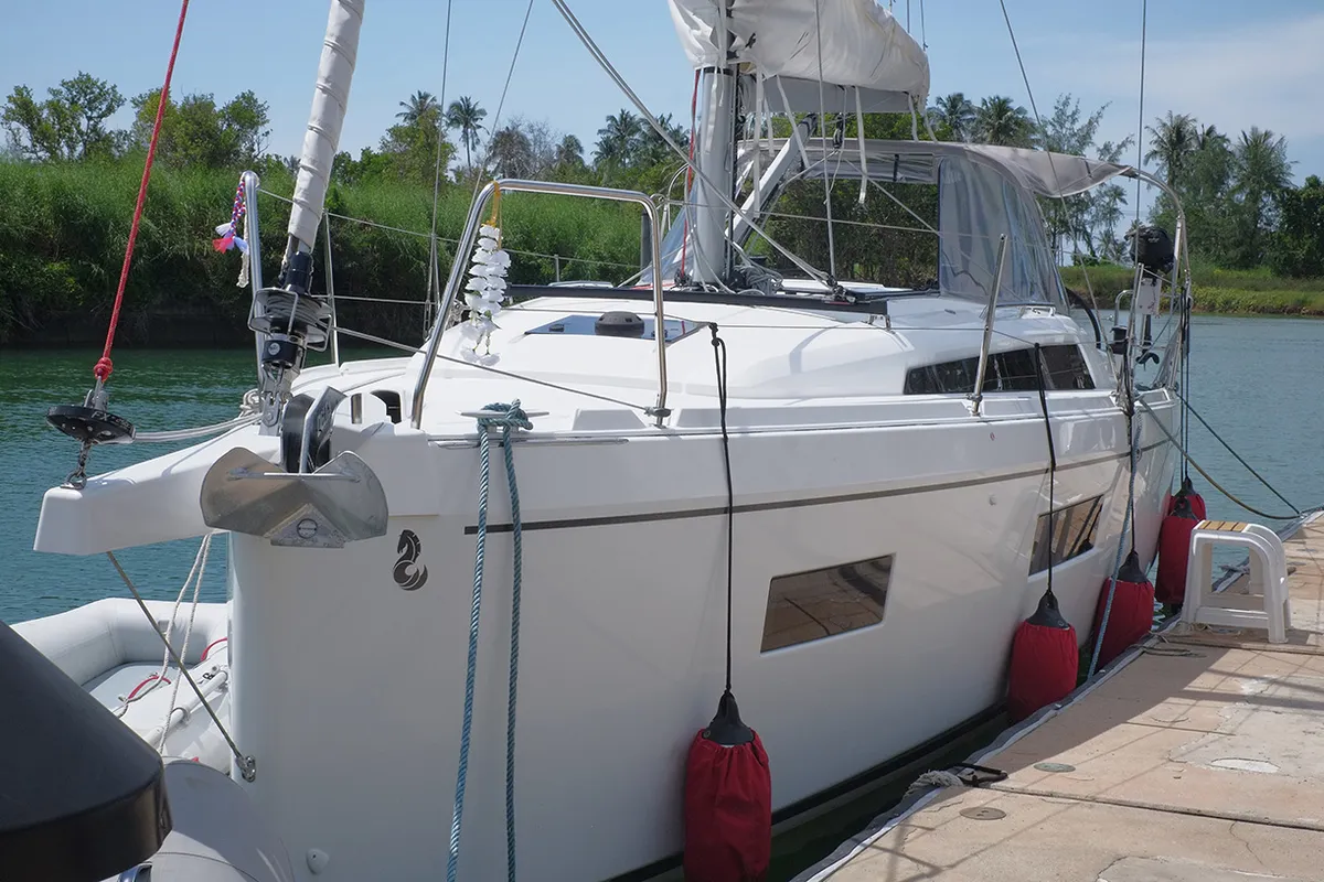 Exterior view of Philosophie, a Beneteau Oceanis 34.1 sailboat at Mai Khao, Thailand
