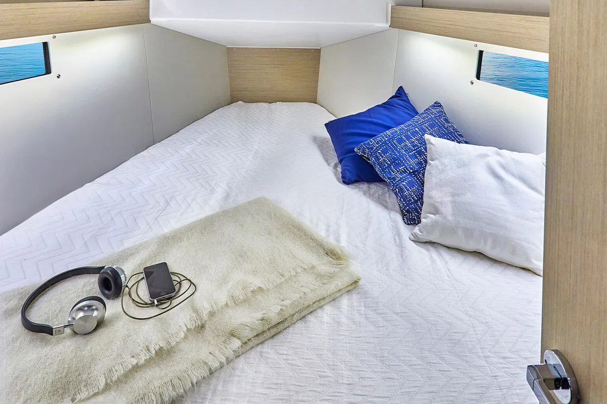 Cabin on Philosophie, a Beneteau Oceanis 34.1 sailboat at Mai Khao, Thailand