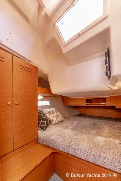 Cabin on Mitoalla, a Dufour 390 sailboat at es Jonquet, Spain