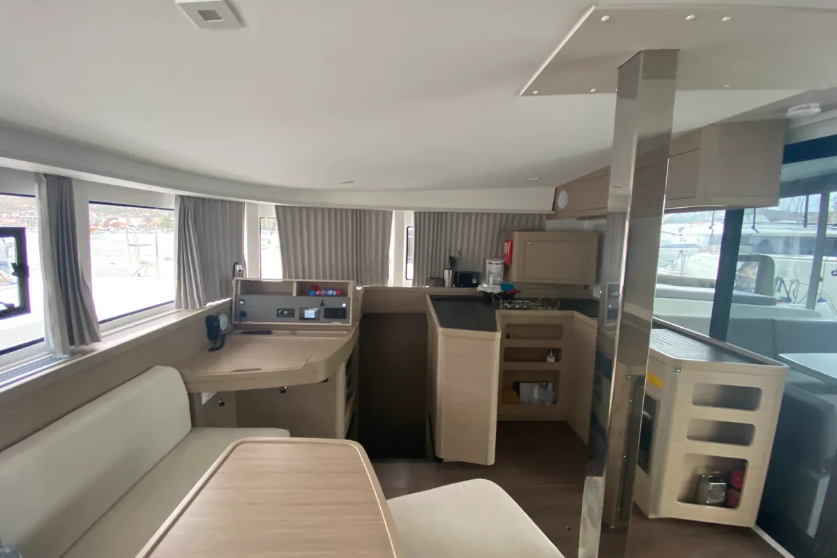 Salon of Brunhilde, a Lagoon 42 catamaran at Trogir, Croatia