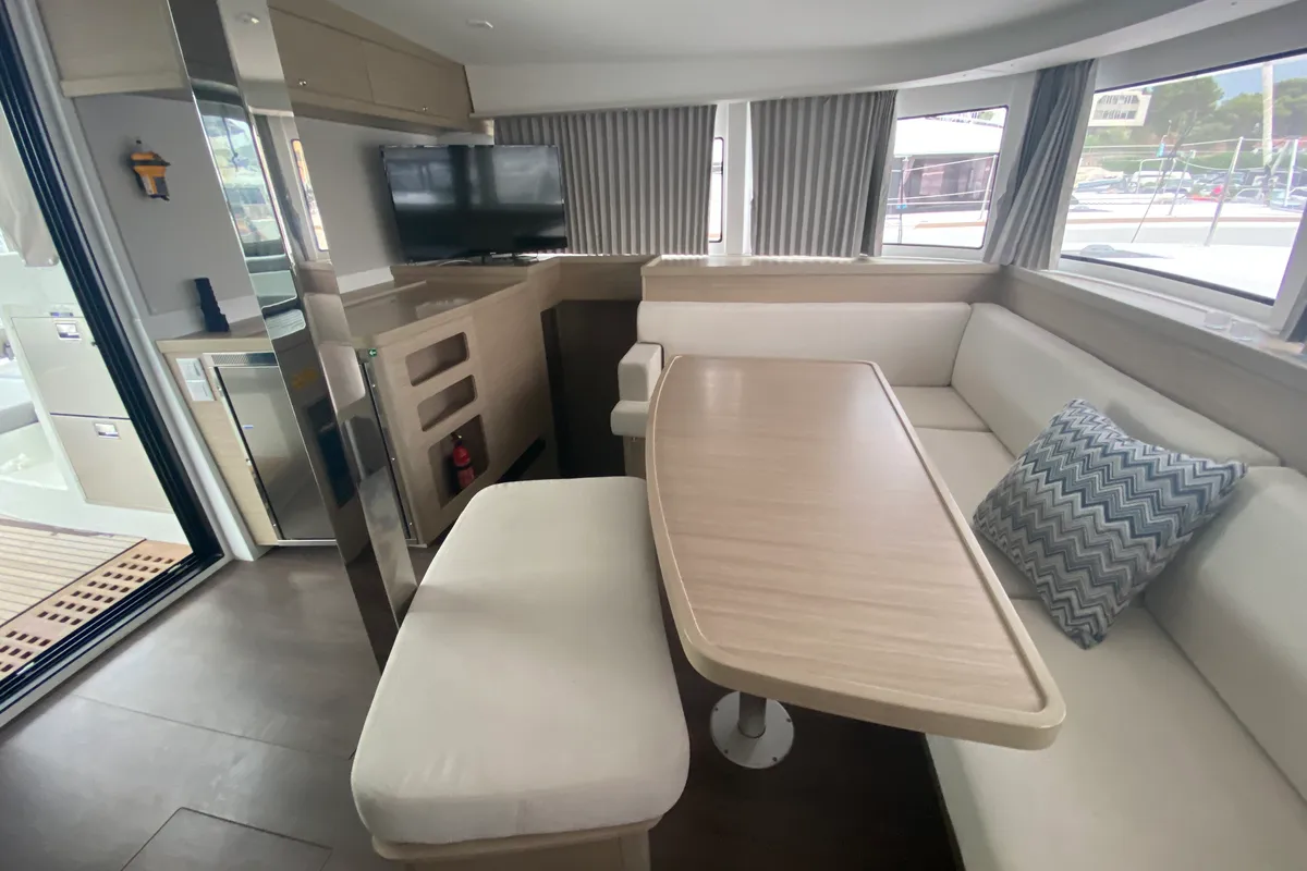 Salon of Brunhilde, a Lagoon 42 catamaran at Trogir, Croatia