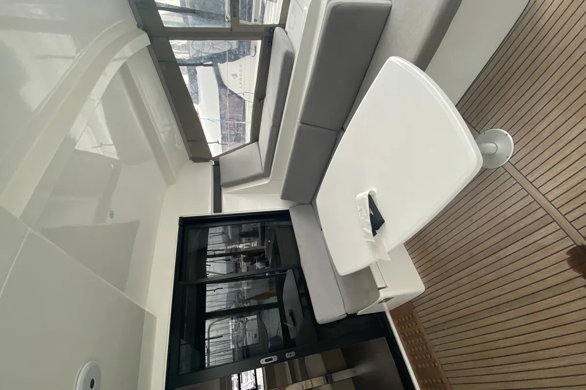 Deck of Brunhilde, a Lagoon 42 catamaran at Trogir, Croatia