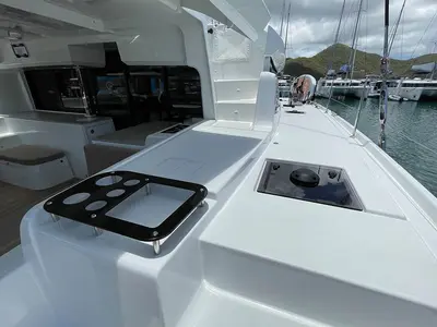 Cockpit of Sunniva II, a Lagoon 46 catamaran at Athens, Greece