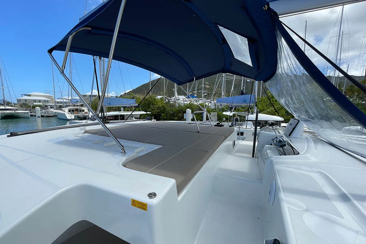 Deck of Sunniva II, a Lagoon 46 catamaran at Athens, Greece