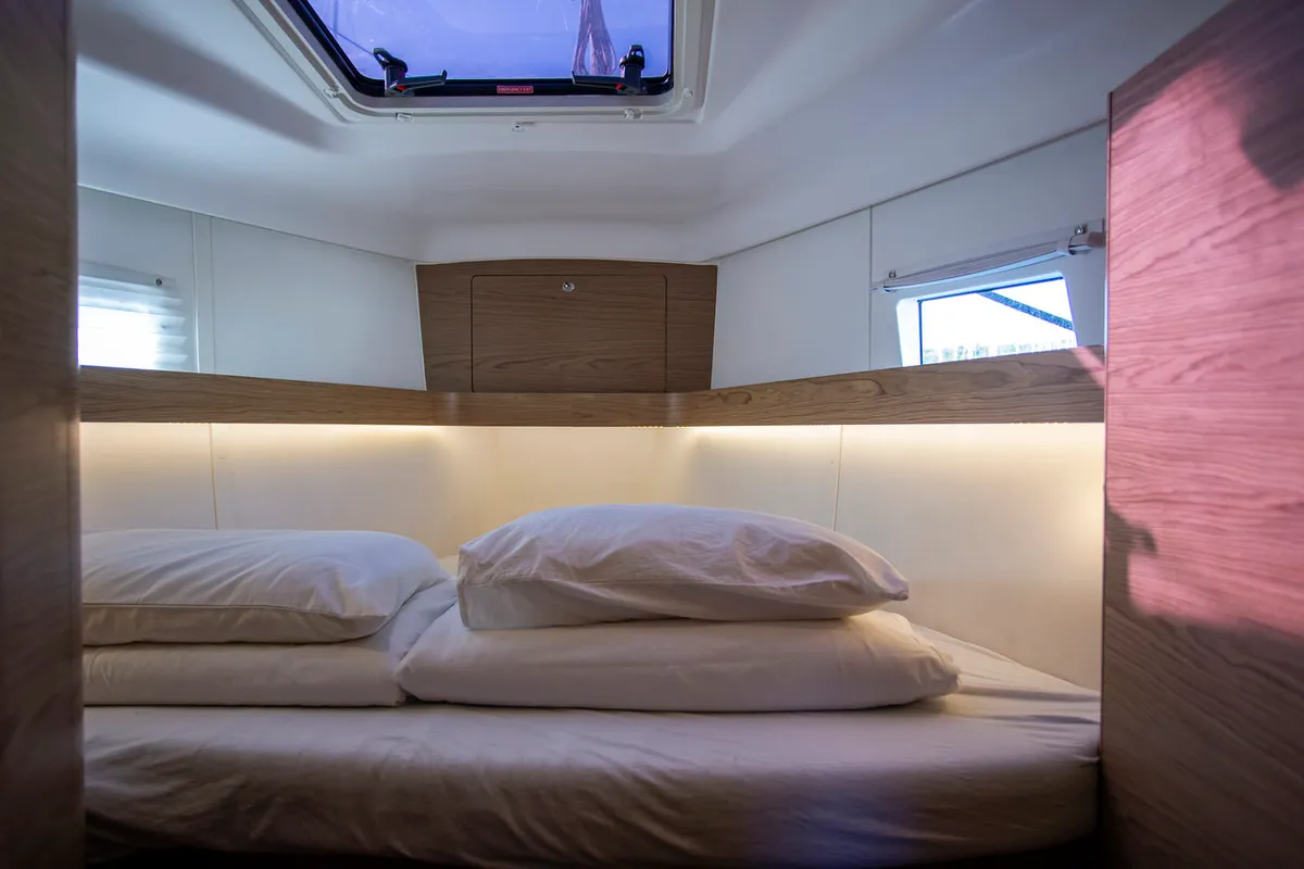 Cabin on Tightrope, a Elan Impression 45 sailboat at Grad Pula, Croatia