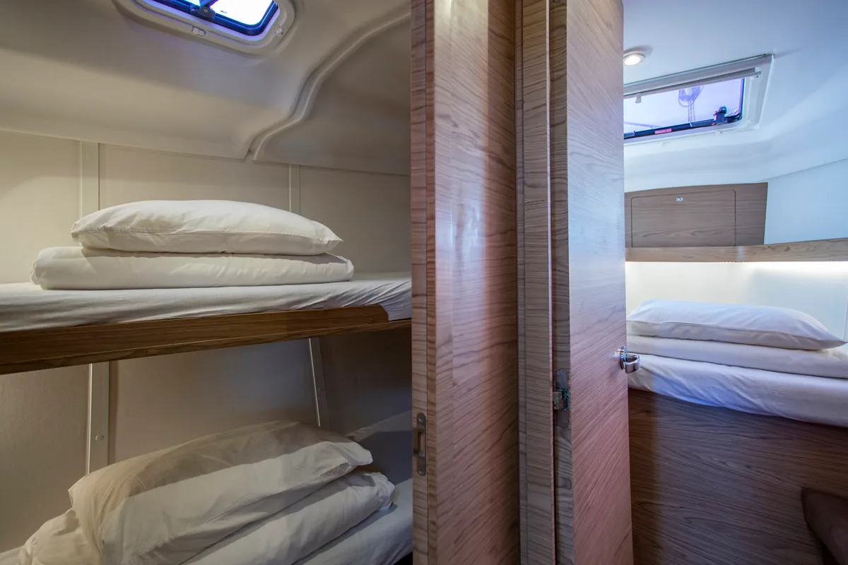 Cabin on Tightrope, a Elan Impression 45 sailboat at Grad Pula, Croatia