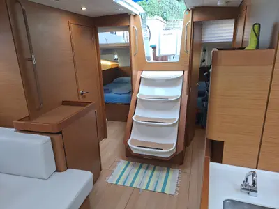 Salon of Francoise, a Jeanneau Sun Odyssey 490 sailboat at Tonnarella, Italy
