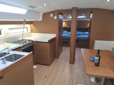 Galley of Francoise, a Jeanneau Sun Odyssey 490 sailboat at Tonnarella, Italy