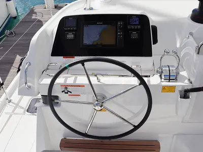 Cockpit of Lorelei, a Lagoon 42 catamaran at Road Town, British Virgin Islands