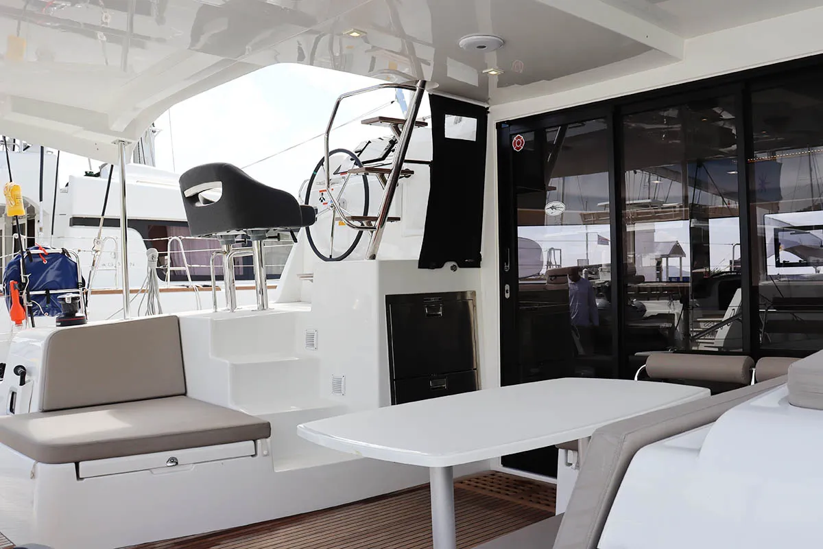 Deck of Lorelei, a Lagoon 42 catamaran at Road Town, British Virgin Islands