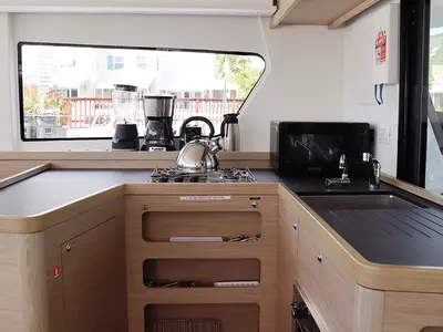Galley of Lorelei, a Lagoon 42 catamaran at Road Town, British Virgin Islands