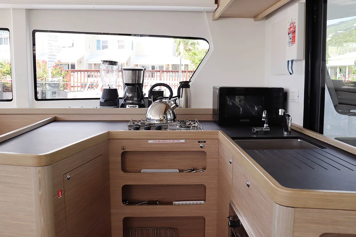 Galley of Lorelei, a Lagoon 42 catamaran at Road Town, British Virgin Islands