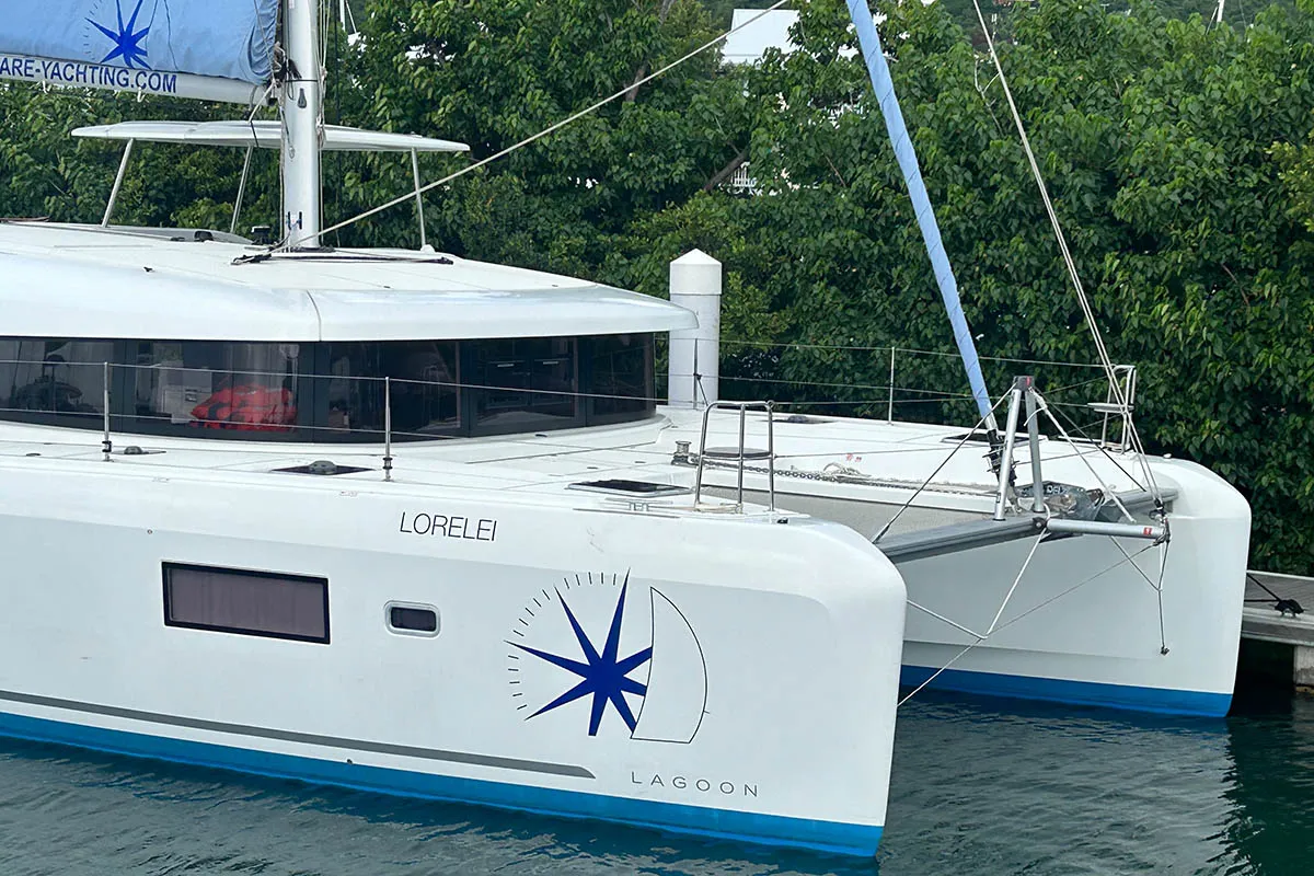 Exterior view of Lorelei, a Lagoon 42 catamaran at Road Town, British Virgin Islands