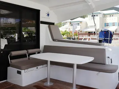Deck of Lorelei, a Lagoon 42 catamaran at Road Town, British Virgin Islands