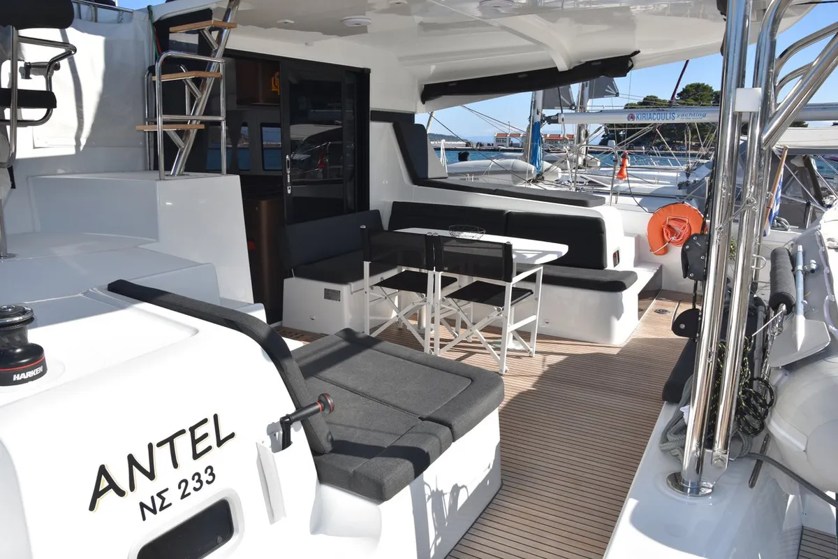 Deck of Antel, a Lagoon 42 catamaran at Athens, Greece