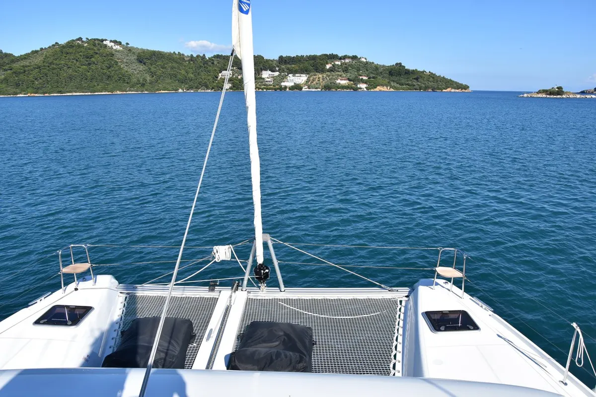 Deck of Antel, a Lagoon 42 catamaran at Athens, Greece