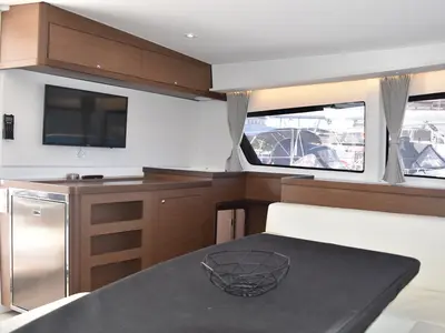 Salon of Antel, a Lagoon 42 catamaran at Athens, Greece