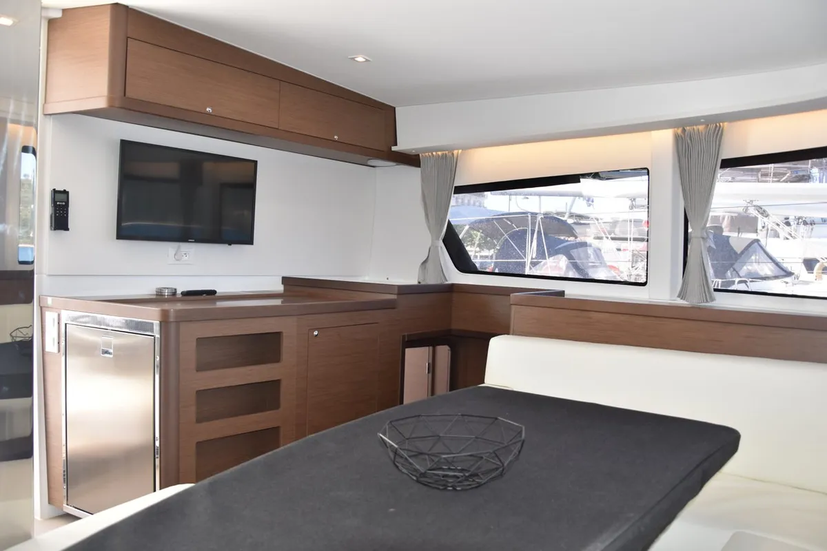 Salon of Antel, a Lagoon 42 catamaran at Athens, Greece