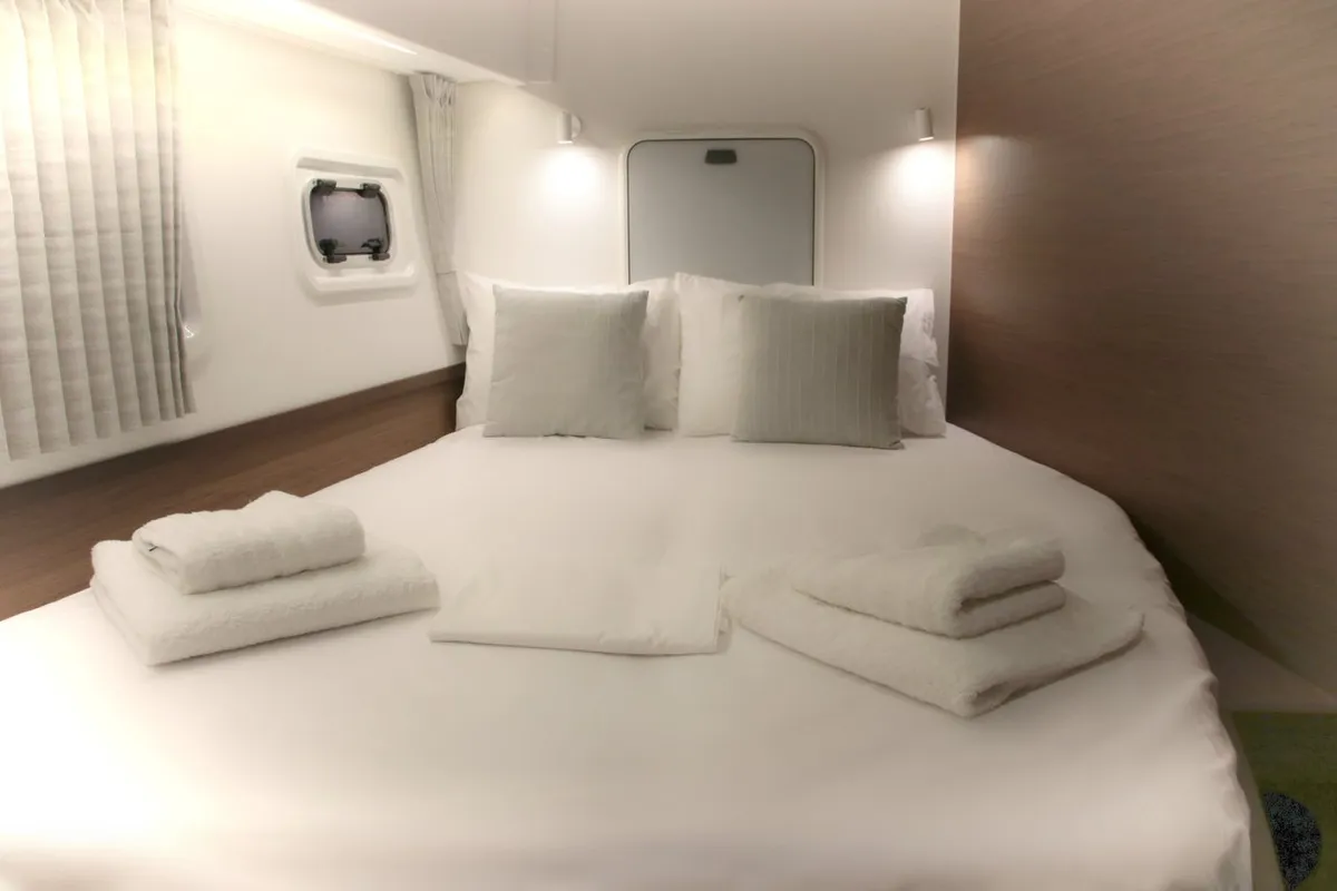 Cabin on Antel, a Lagoon 42 catamaran at Athens, Greece