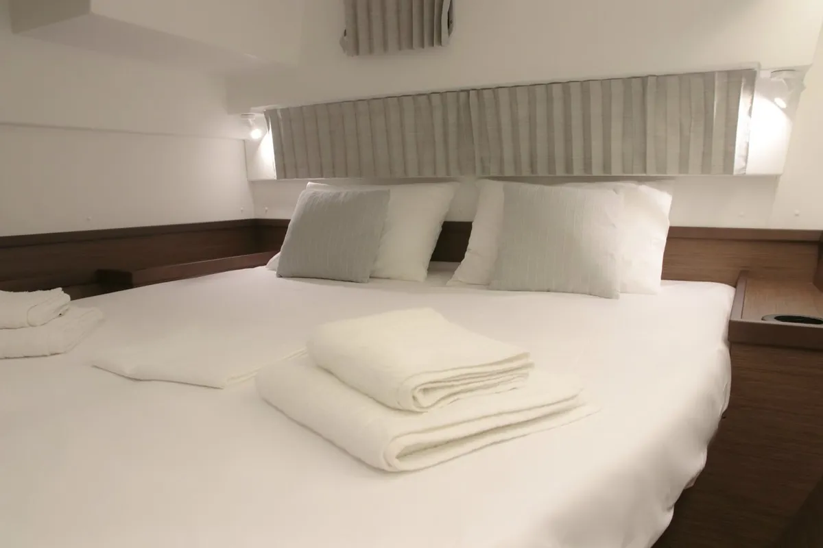 Cabin on Antel, a Lagoon 42 catamaran at Athens, Greece