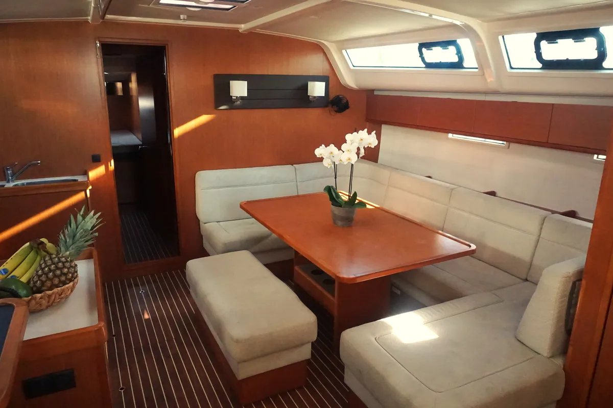 Salon of Lina, a Bavaria Cruiser 51 sailboat at Athens, Greece