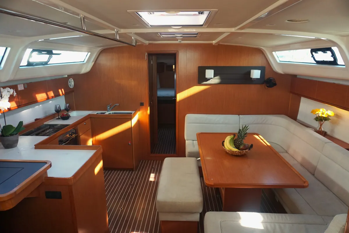 Galley of Lina, a Bavaria Cruiser 51 sailboat at Athens, Greece