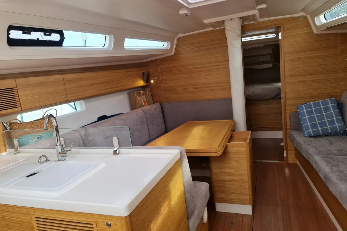 Galley of Calliope, a X-Yachts X4³ sailboat at Lavrion, Greece