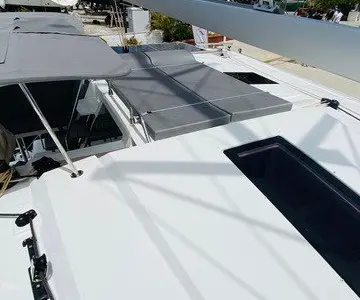 Deck of Sirius 1, a Fountaine Pajot Astréa 42 catamaran at Marmaris, Turkey