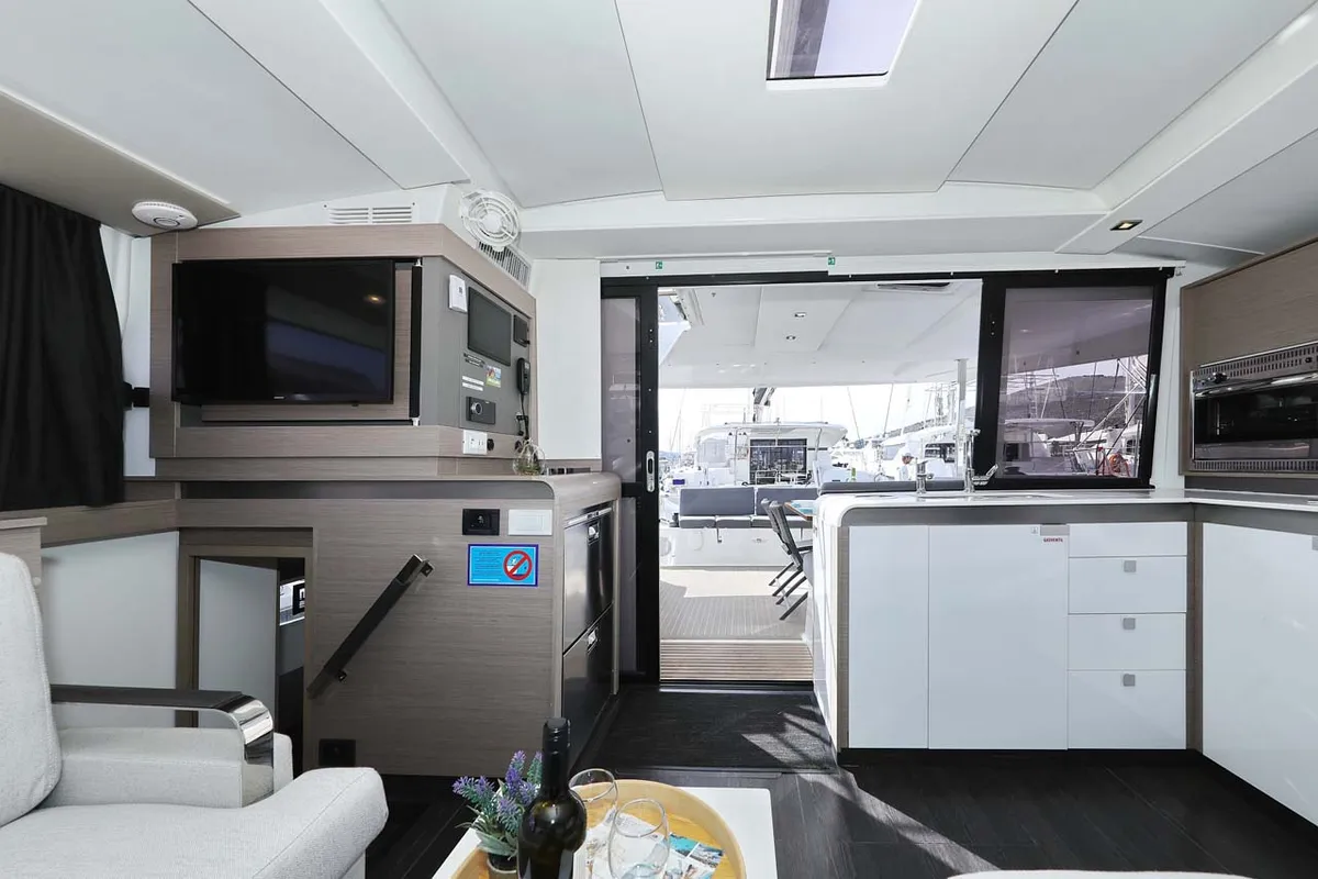 Galley of Chilli, a Fountaine Pajot Isla 40 catamaran at Grad Trogir, Croatia