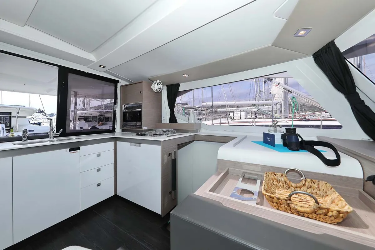 Galley of Chilli, a Fountaine Pajot Isla 40 catamaran at Grad Trogir, Croatia