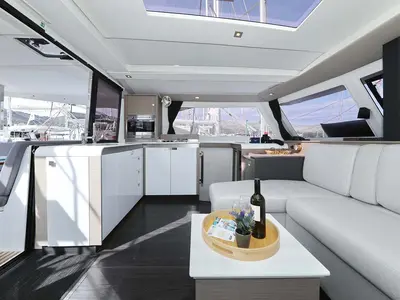 Galley of Chilli, a Fountaine Pajot Isla 40 catamaran at Grad Trogir, Croatia