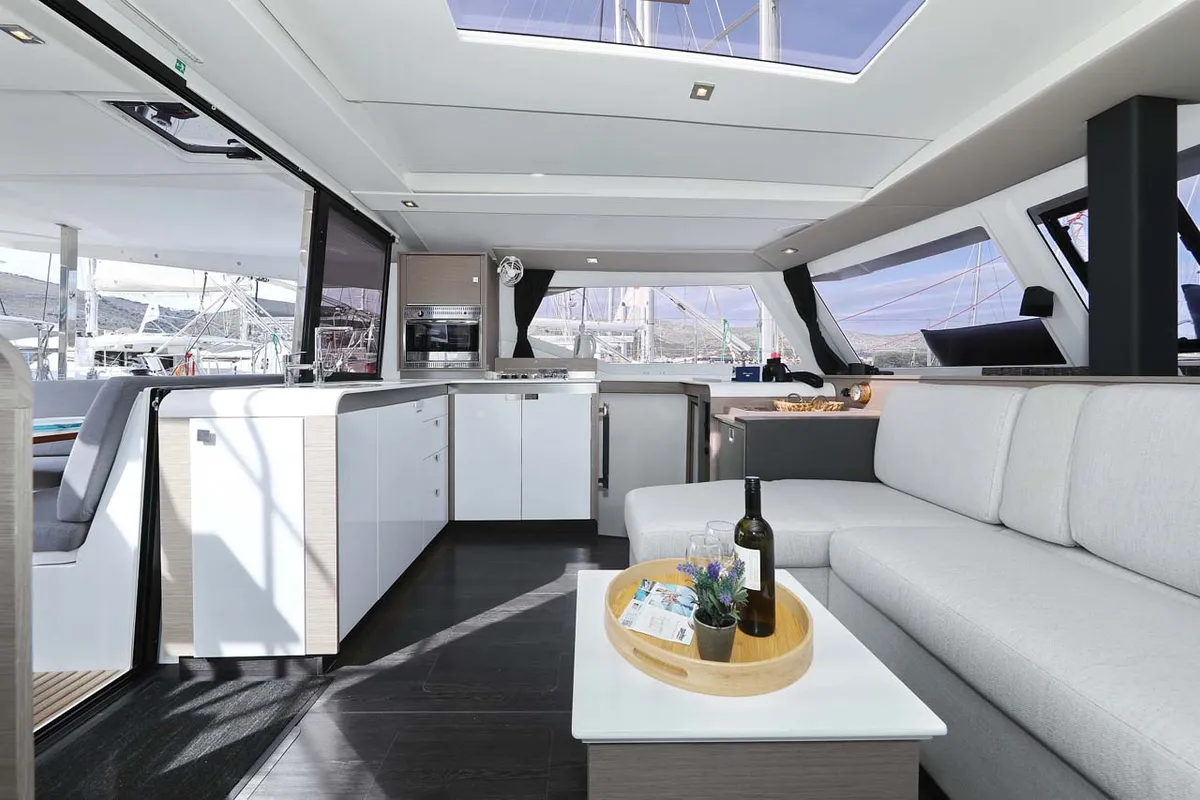 Galley of Chilli, a Fountaine Pajot Isla 40 catamaran at Grad Trogir, Croatia